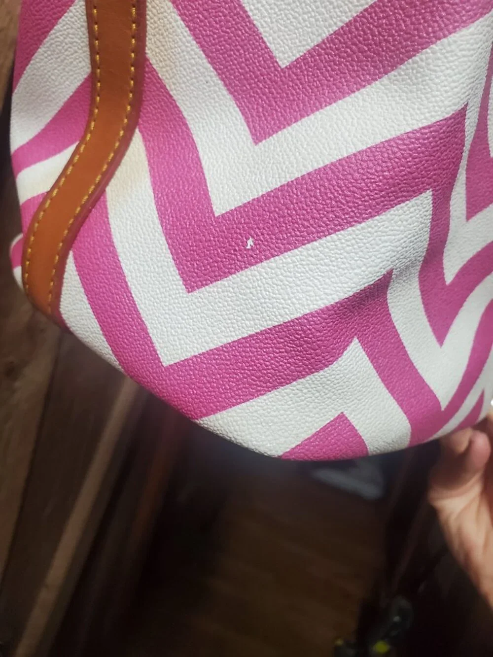 Authentic Pink and white Chevron Dooney and Bourke Tote Purse